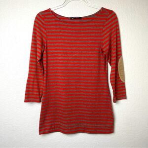 HIP Brown & Orange Striped Straight Neck Top Size M